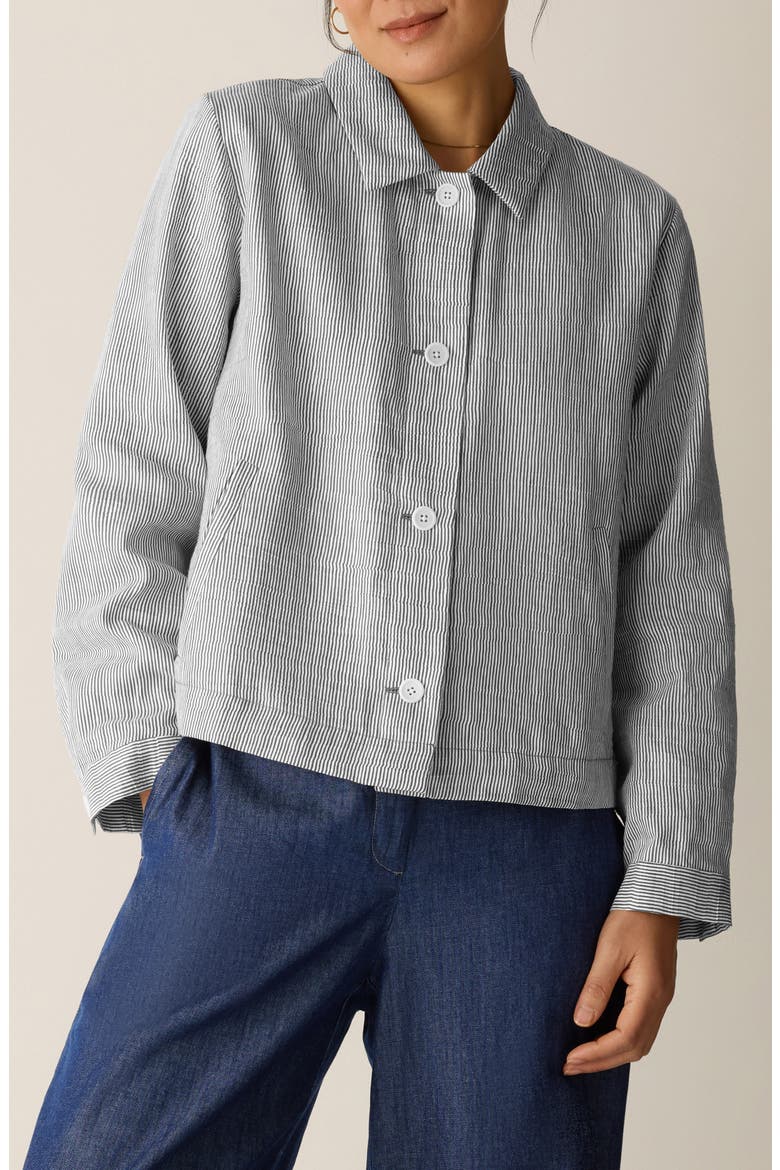 Classic Collar Linen Blend A-Line Jacket, Main, color, WREN