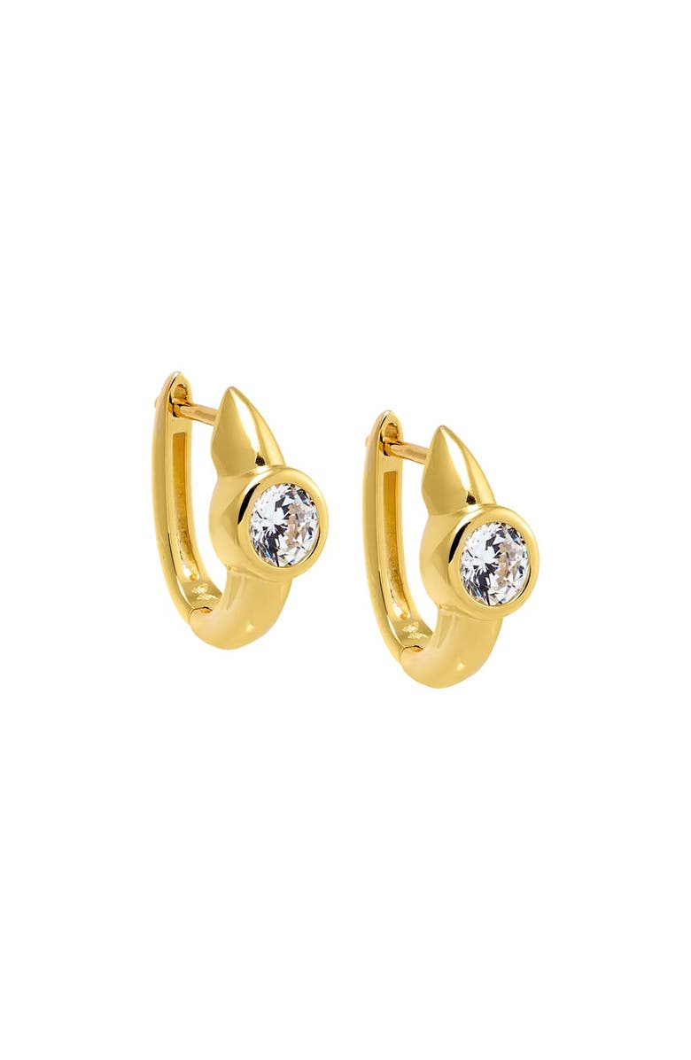 BY ADINA EDEN CZ Ascher Bezel Huggie Earring, Main, color, Gold