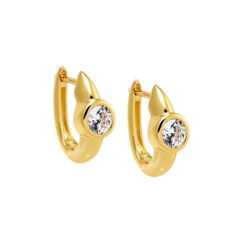 CZ Ascher Bezel Huggie Earring