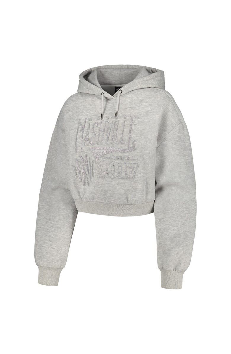 THE WILD COLLECTIVE Women's The Wild Collective Heather Gray Nashville SC Cropped Pullover Hoodie, Alternate, color, Heather Gray