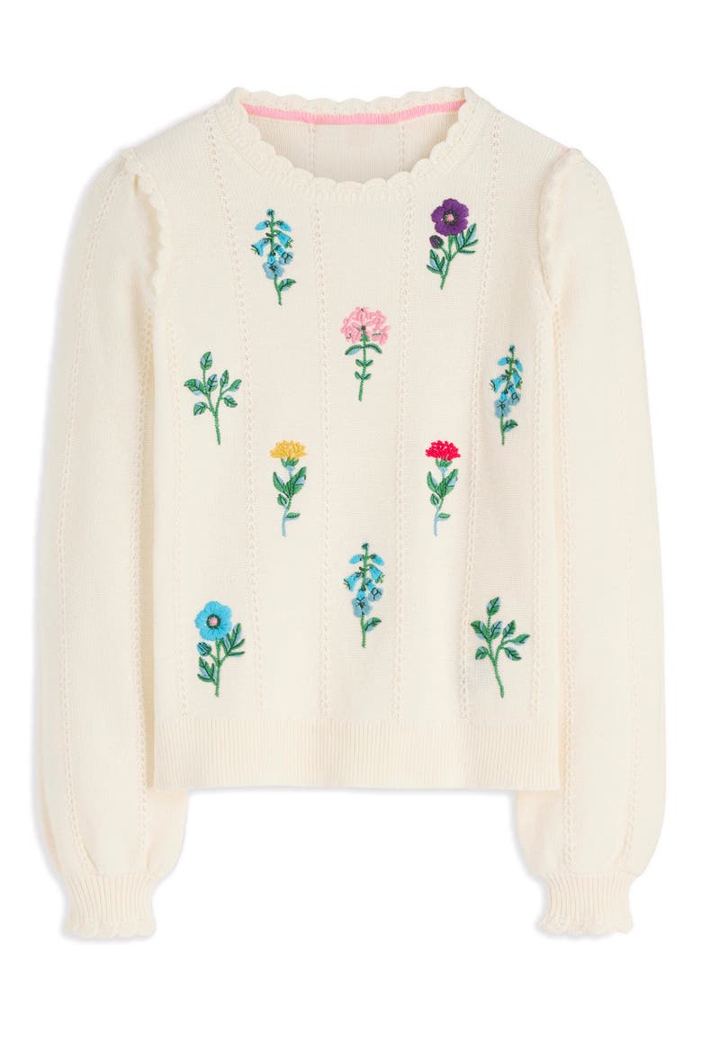 Valeria Floral Embroidered Sweater, Alternate, color, WARM IVORY MELANGE EMBROIDERY
