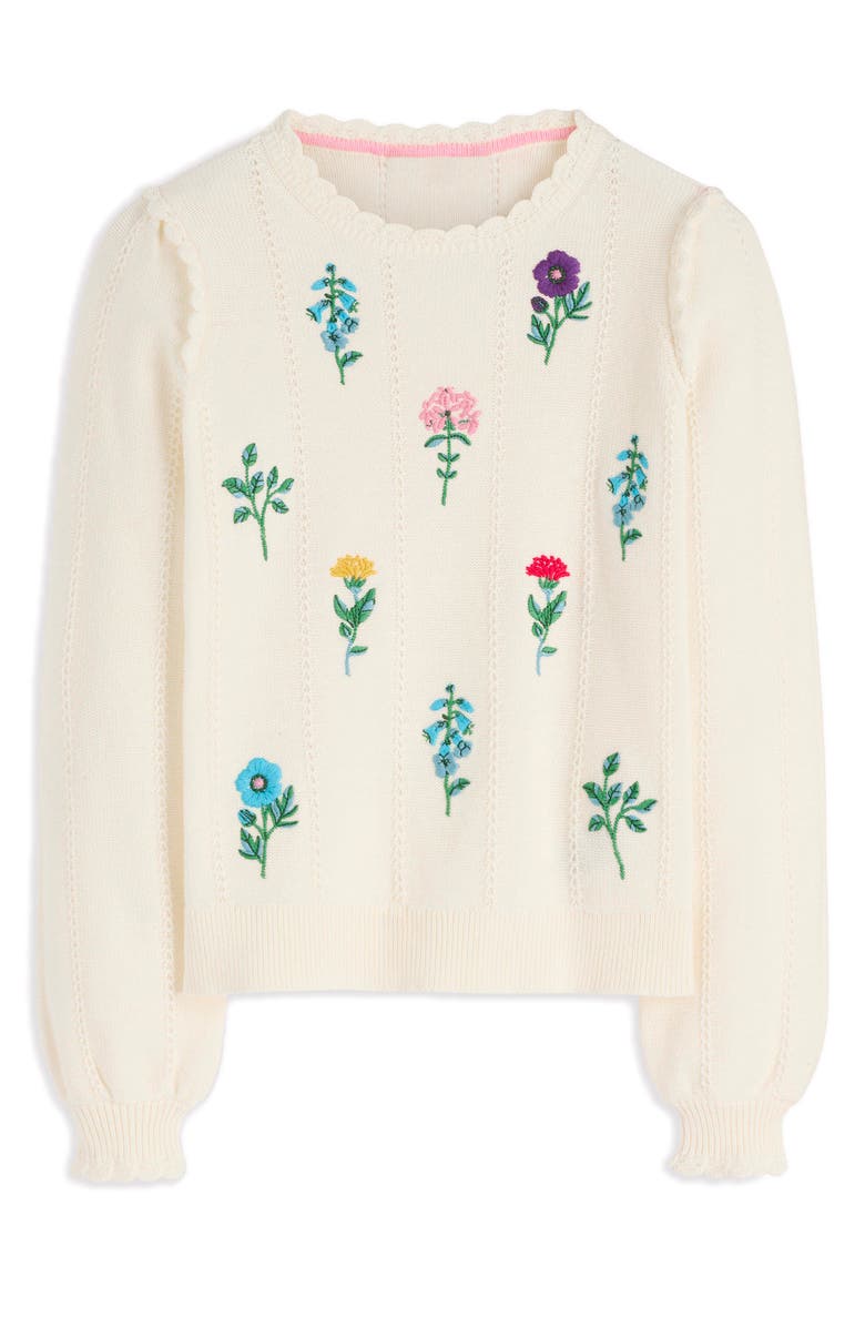 Boden Valeria Floral Embroidered Sweater, Alternate, color, Warm Ivory Melange Embroidery