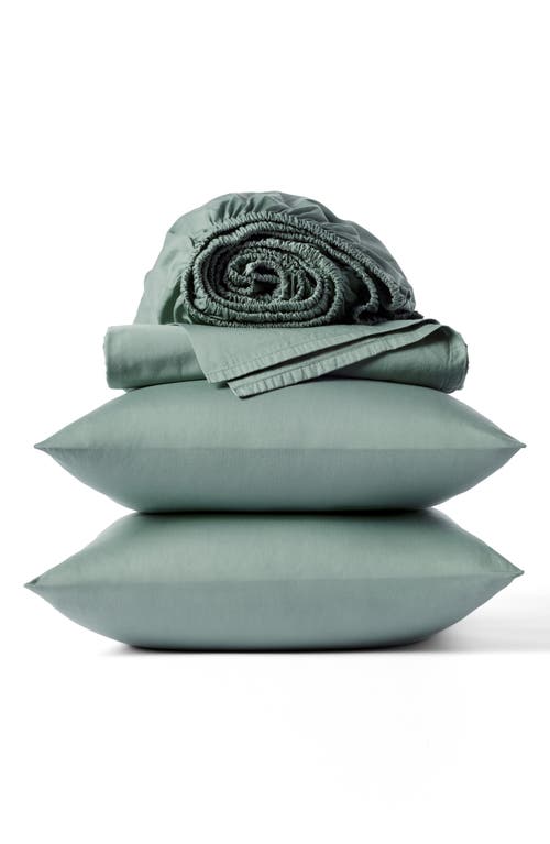 Coyuchi Cloud Soft 320 Thread Count Organic Cotton Sateen Sheet Set In Sage