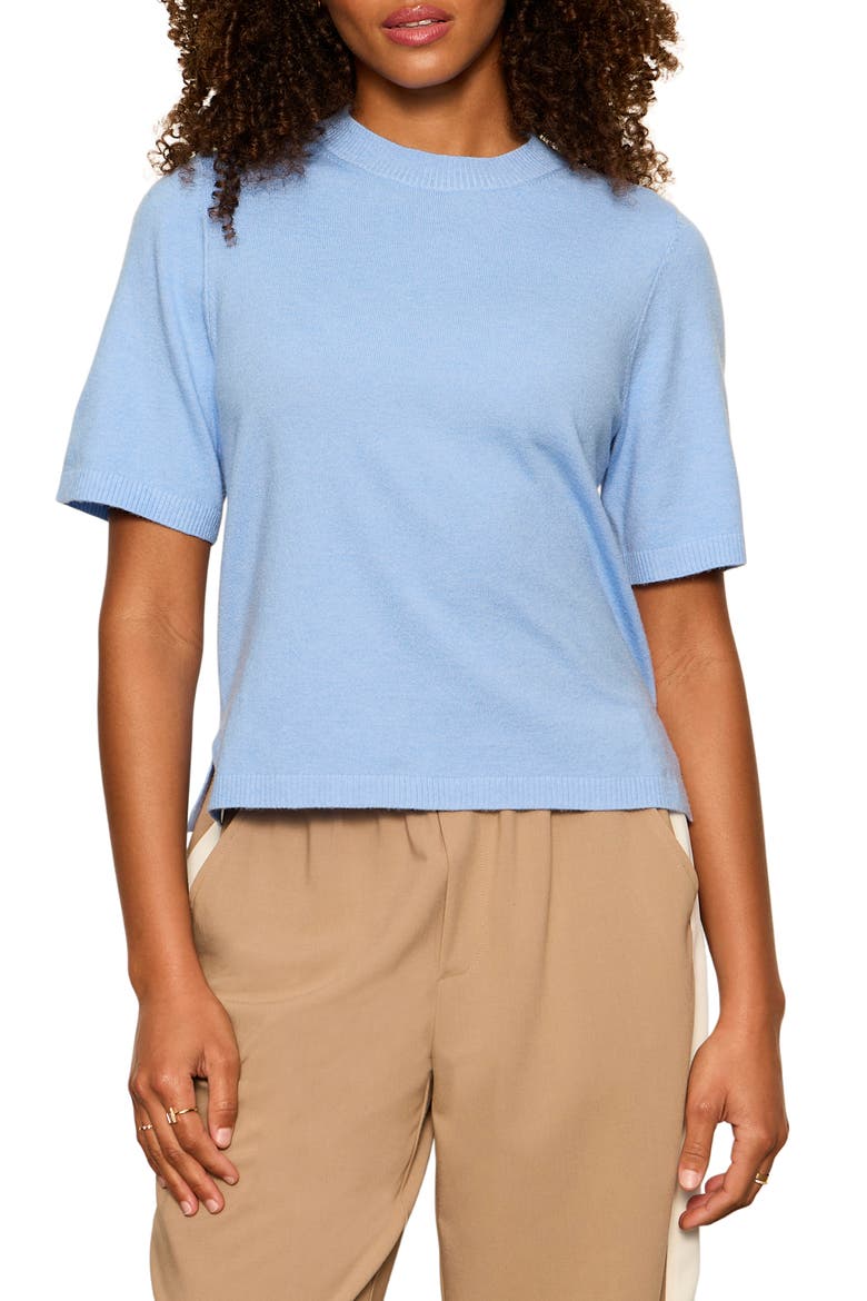 Perfect Tipped Short Sleeve Sweater, Main, color, BLUE BIRD