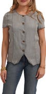 CYRUS Short Sleeve Button Front Top