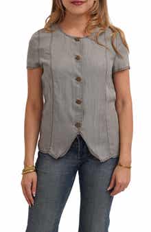 CYRUS Short Sleeve Button Front Top