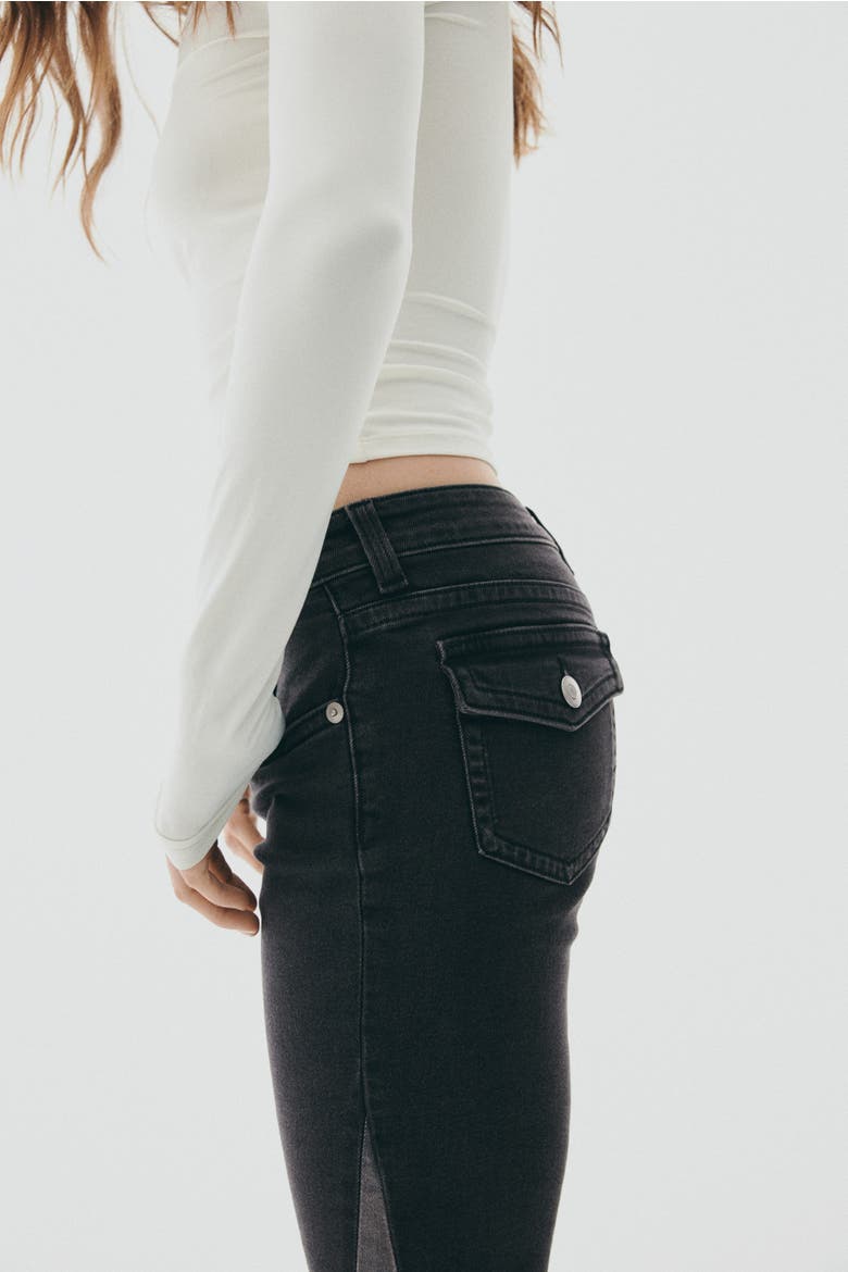 Flared Low Jeans, Alternate, color, Black/color block
