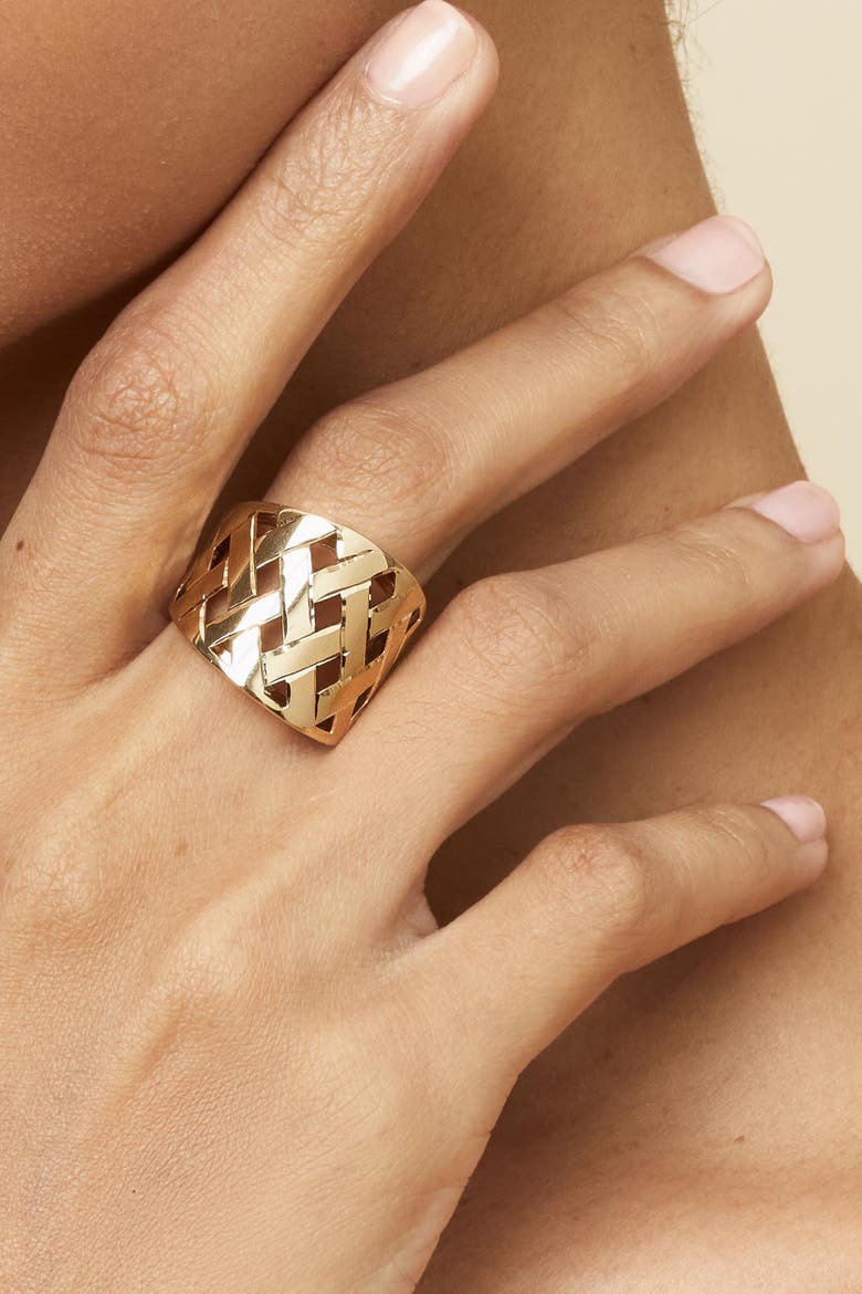 14K Yellow Gold Basket Weave Ring, Alternate, color, Yellow Gold