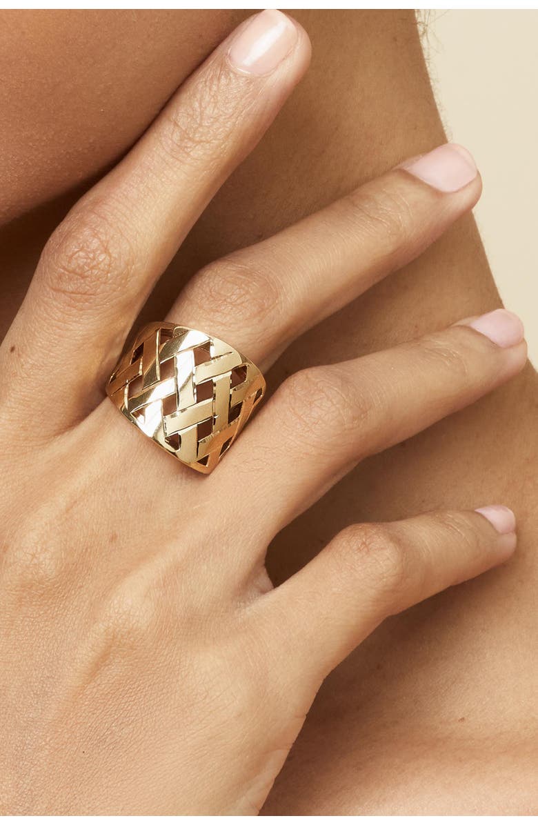 Oradina 14K Yellow Gold Basket Weave Ring, Alternate, color, Yellow Gold