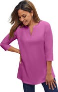 Jessica London Stretch Cotton Notch Neck Tunic