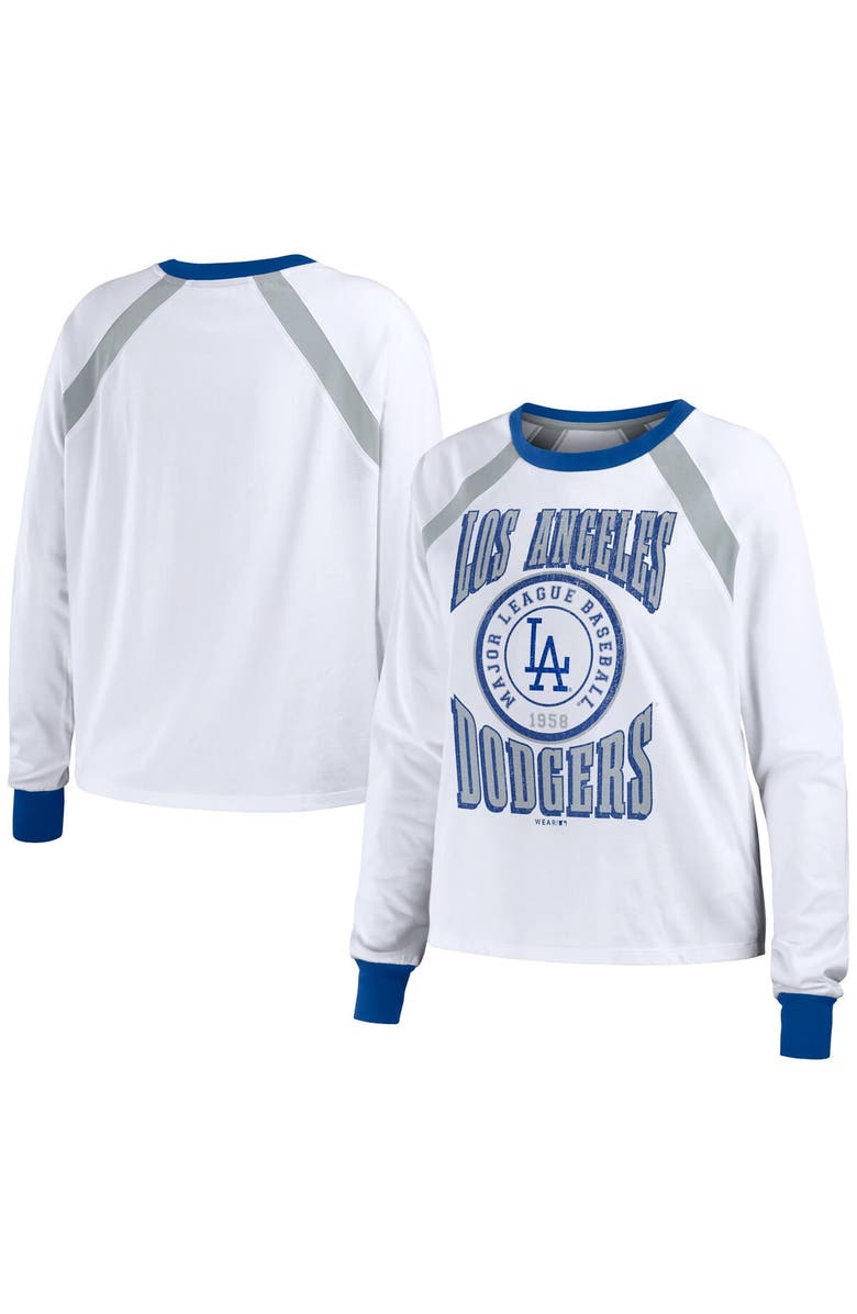 WEAR by Erin Andrews Women's WEAR by Erin Andrews White Los Angeles Dodgers Raglan Long Sleeve T-Shirt, Main, color,