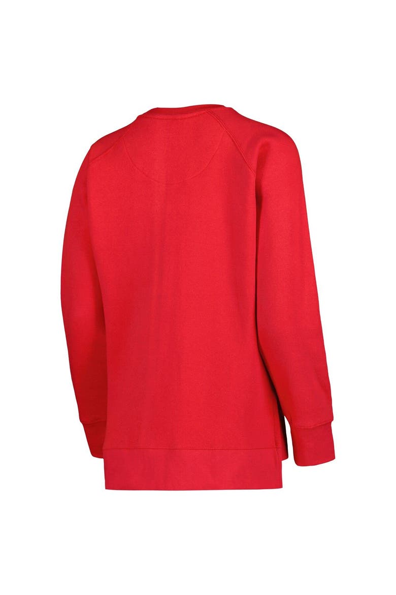 Women's Pressbox Red Wisconsin Badgers Steamboat Animal Print Raglan Pullover Sweatshirt, Alternate, color, Red