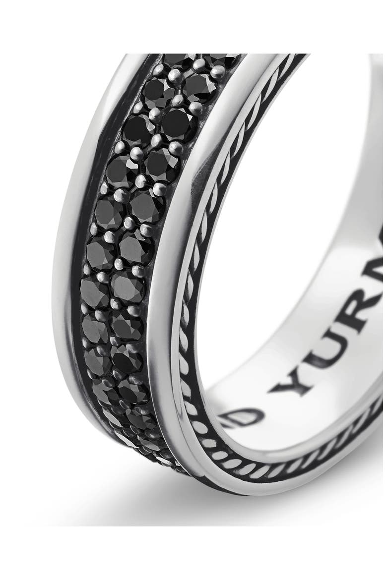 Streamline® Two Row Band Ring with Pavé Black Diamonds, Alternate, color, SILVER/ BLACK DIAMOND