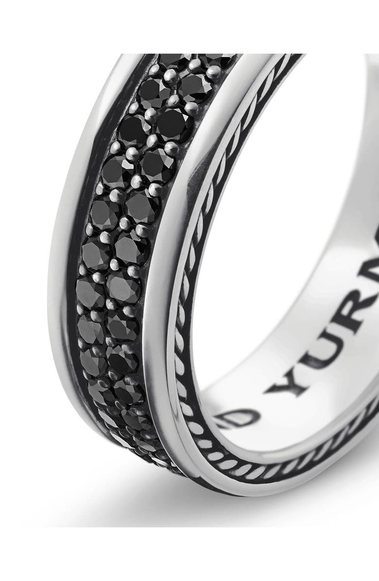 David Yurman Streamline<sup>®</sup> Two Row Band Ring with Pavé Black Diamonds, Alternate, color, Silver/ Black Diamond
