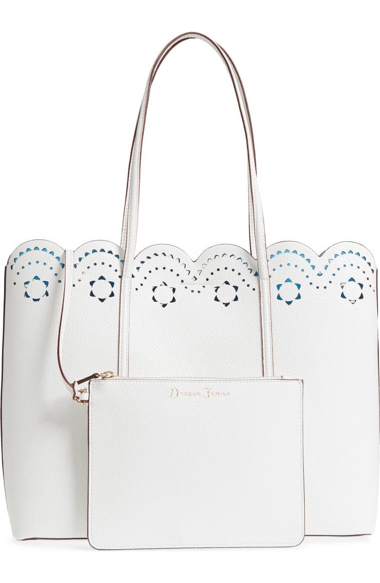 Draper James Solid Scallop Faux Leather Tote, Alternate, color,