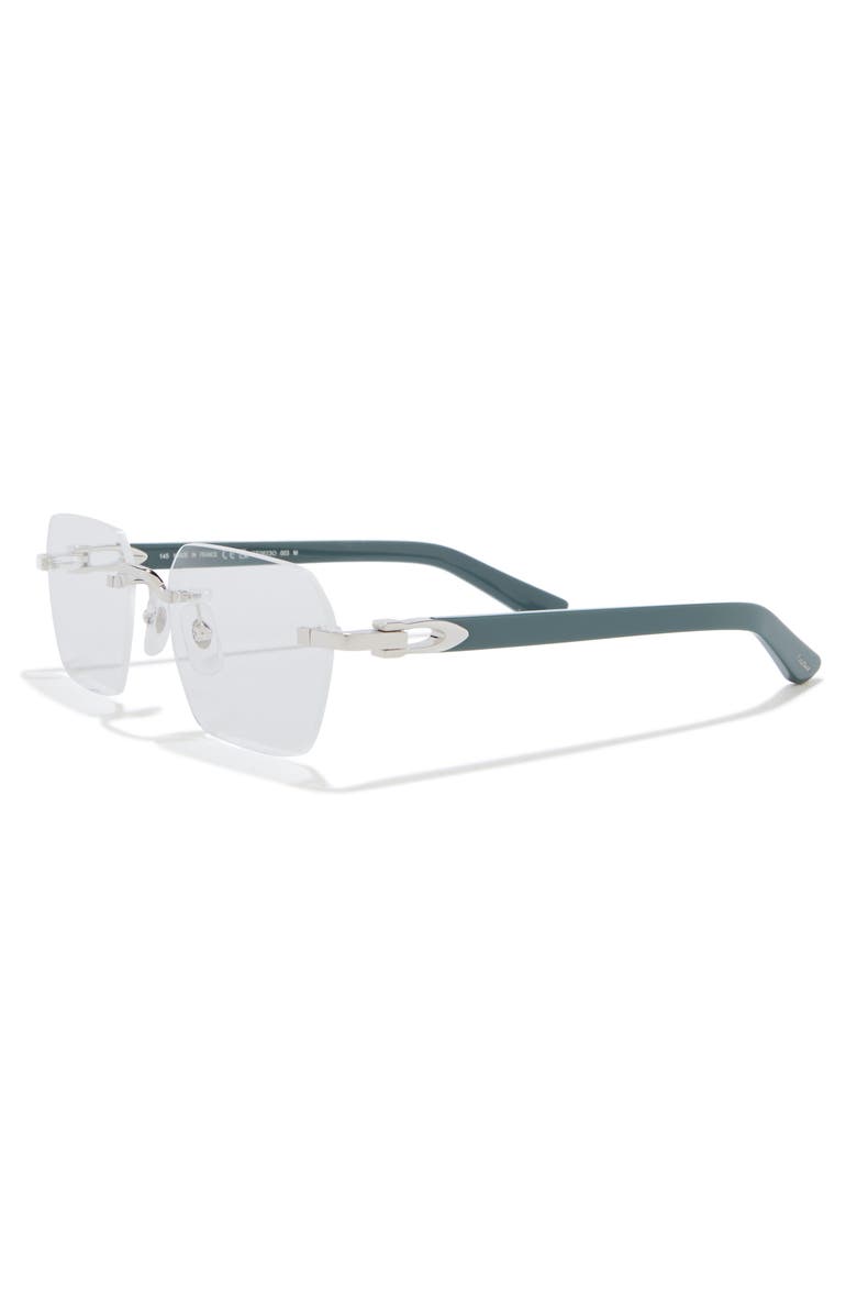 Cartier 54mm Rectangular Optical Glasses, Alternate, color, Silver