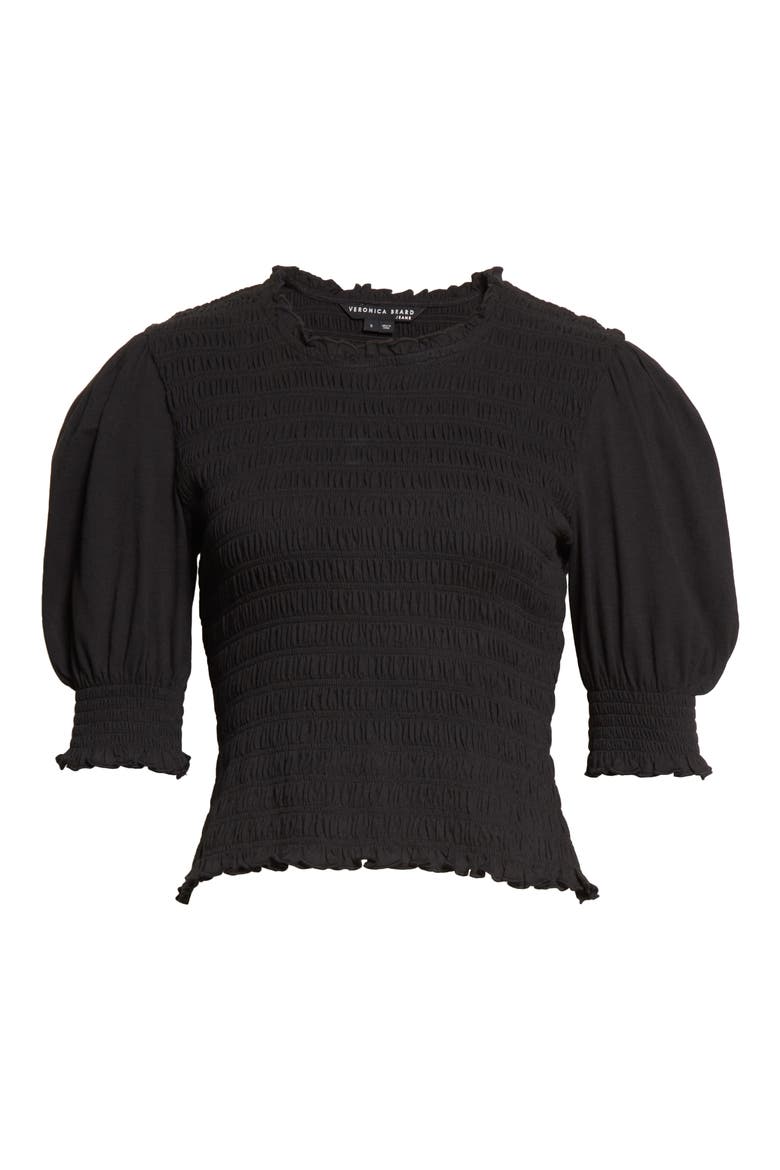 Langston Smocked Puff Sleeve Top, Alternate, color, BLACK