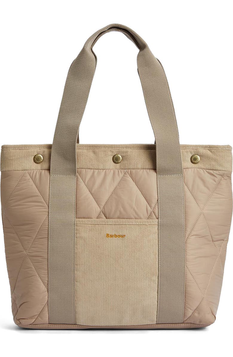 Barbour Healy Mixed Media Tote, Main, color, Light Sand