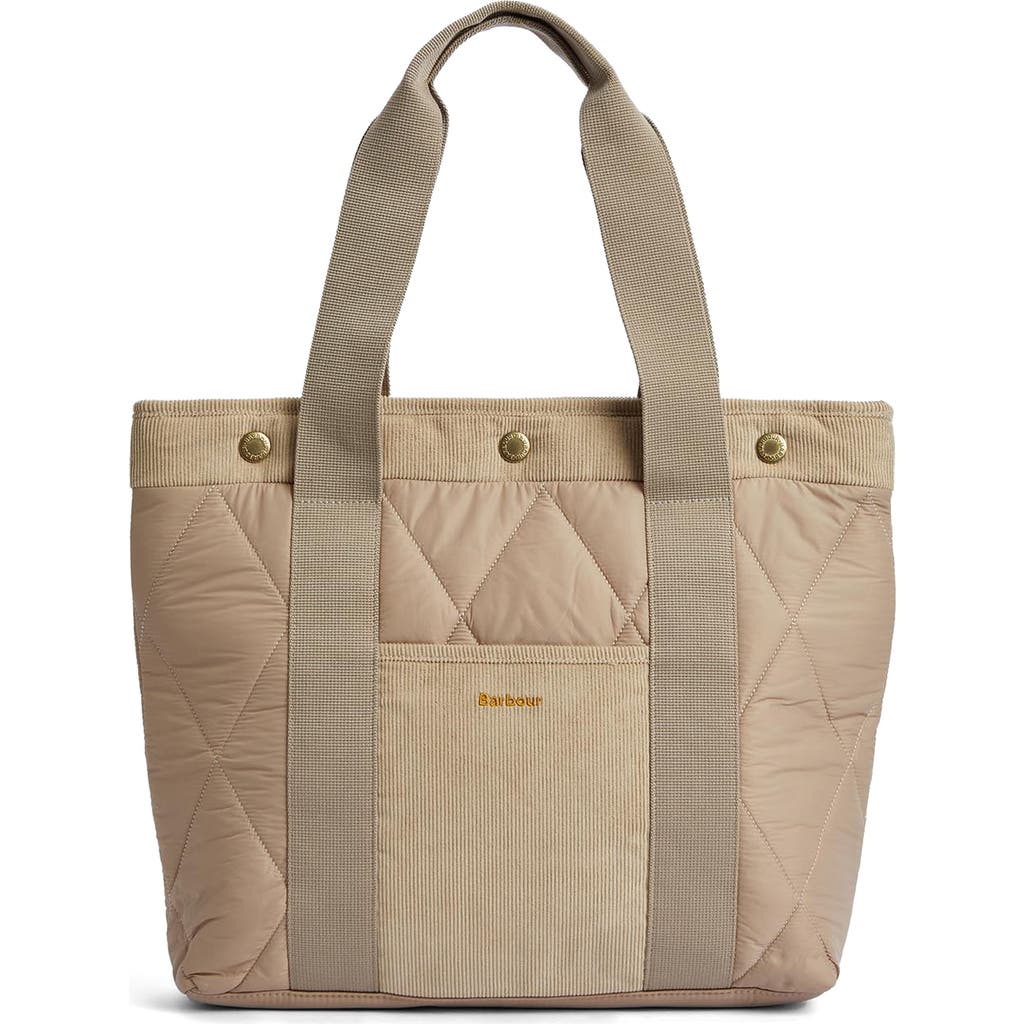 Barbour Healy Mixed Media Tote In Light Sand