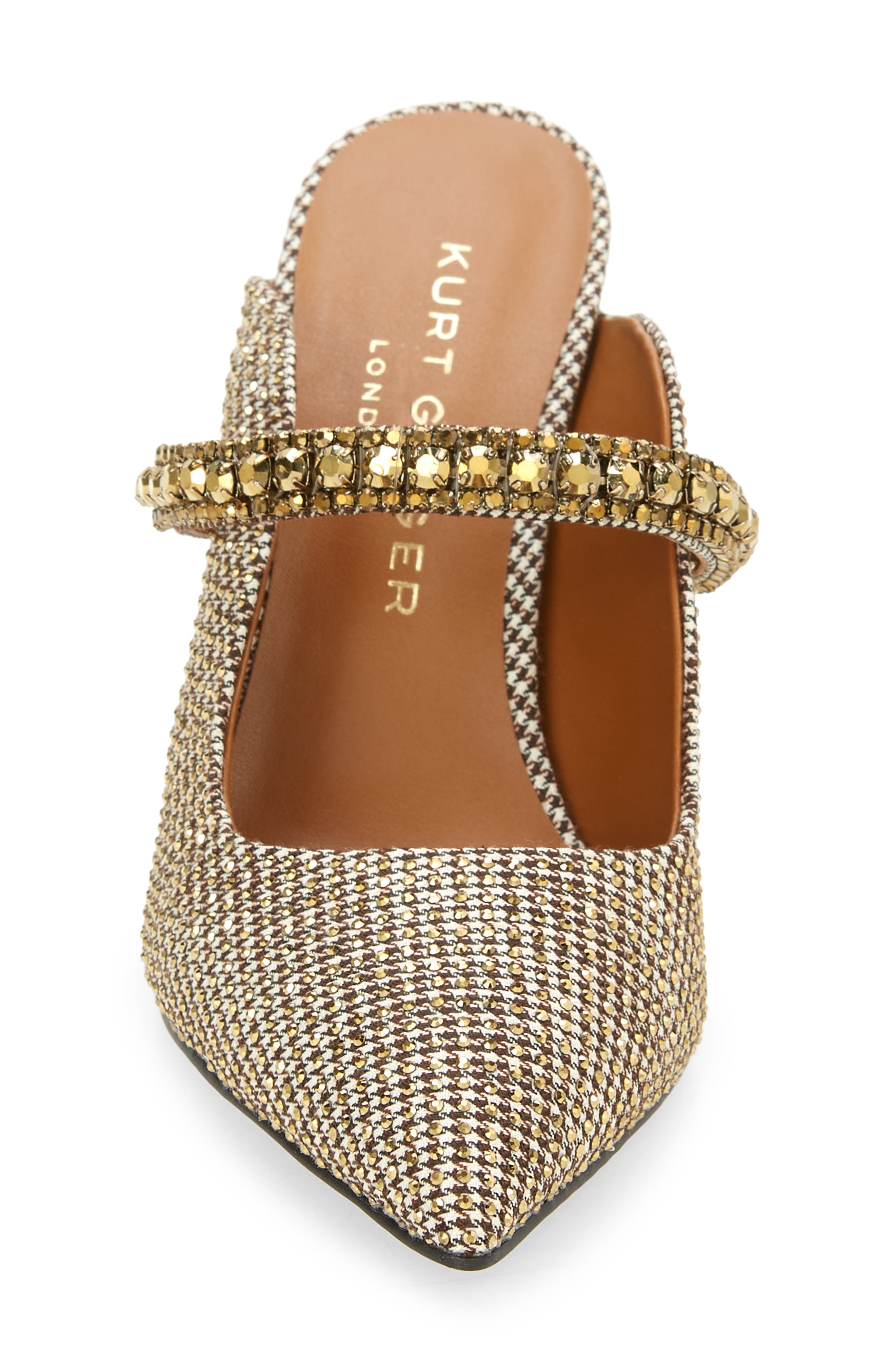 Duke Crystal Strap Pointed Toe Mule, Alternate, color, DARK BEIGE