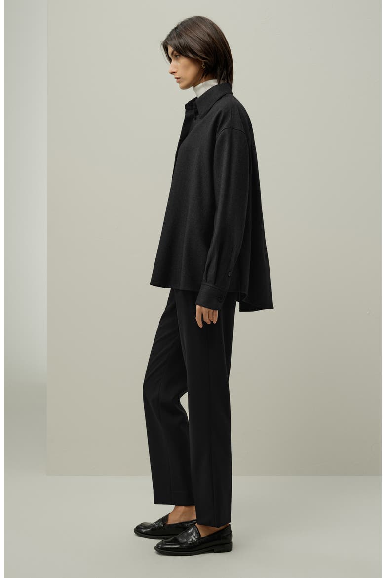 Women's Silk-Wool Oversized Warm Shirt, Alternate, color, Thunder