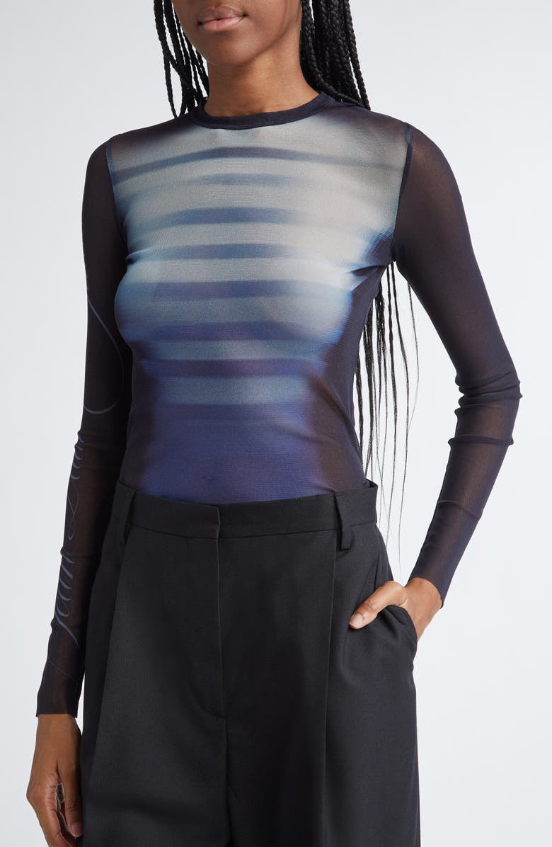 Jean Paul Gaultier Le Mâle Print Tulle Top, Alternate, color,