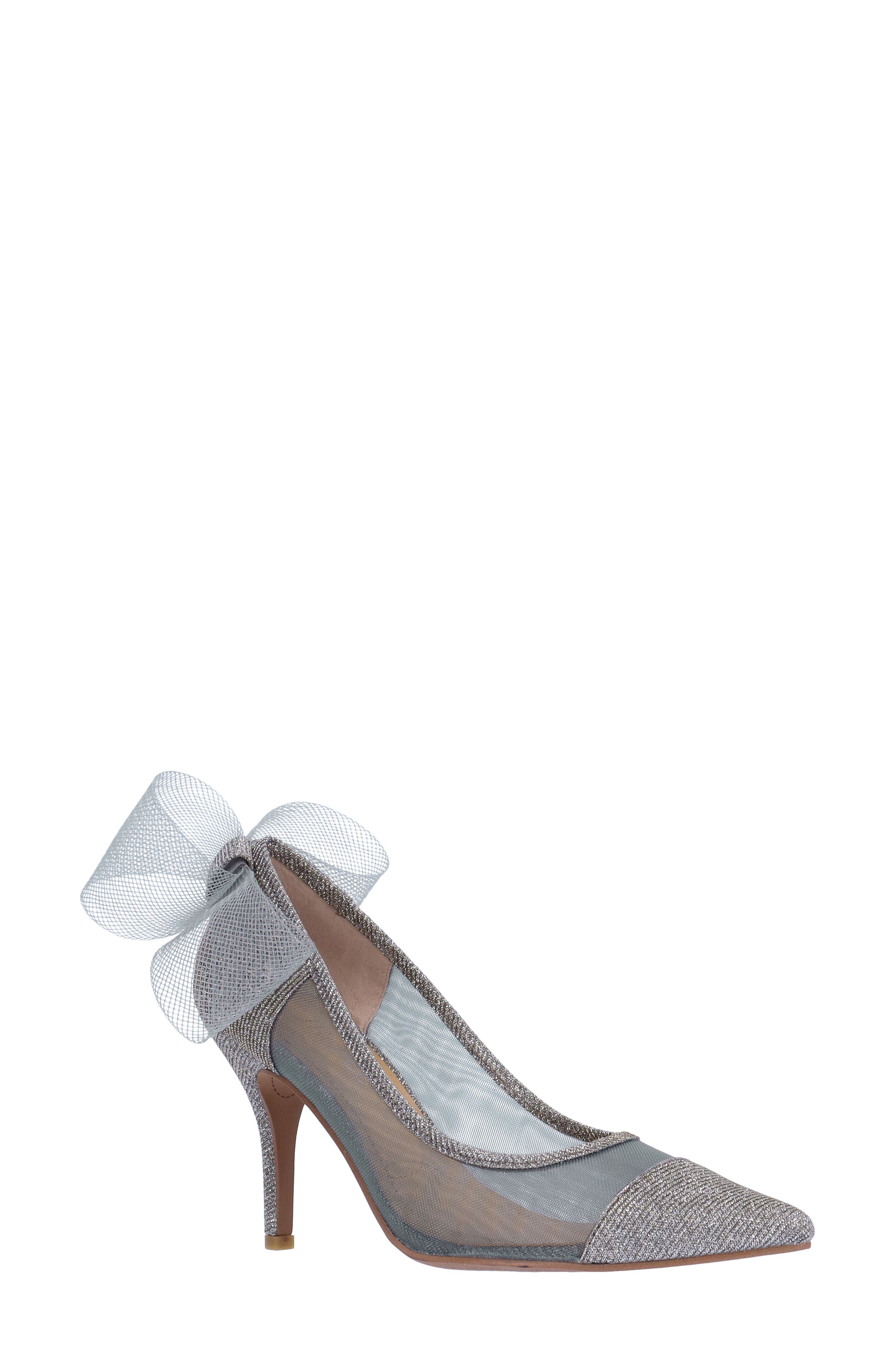 J. Reneé Sheer Bow Pointed Toe Pump, Main, color, Pewter