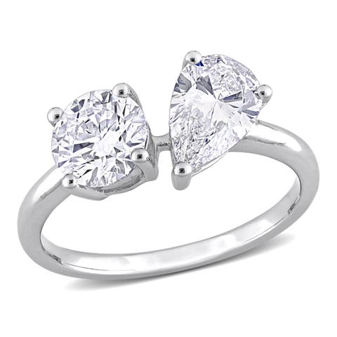 2 CTW Lab-Grown Diamond 2-Stone Pear Ring 14k