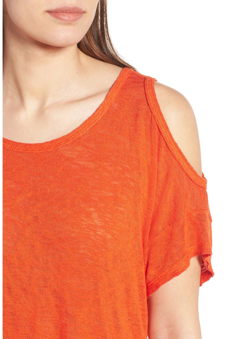 Cold Shoulder Slub Knit Tee, Alternate, color, ORANGE SPICE