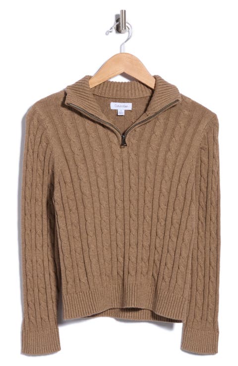 Kids' Heather Cable Knit Quarter-Zip Sweater