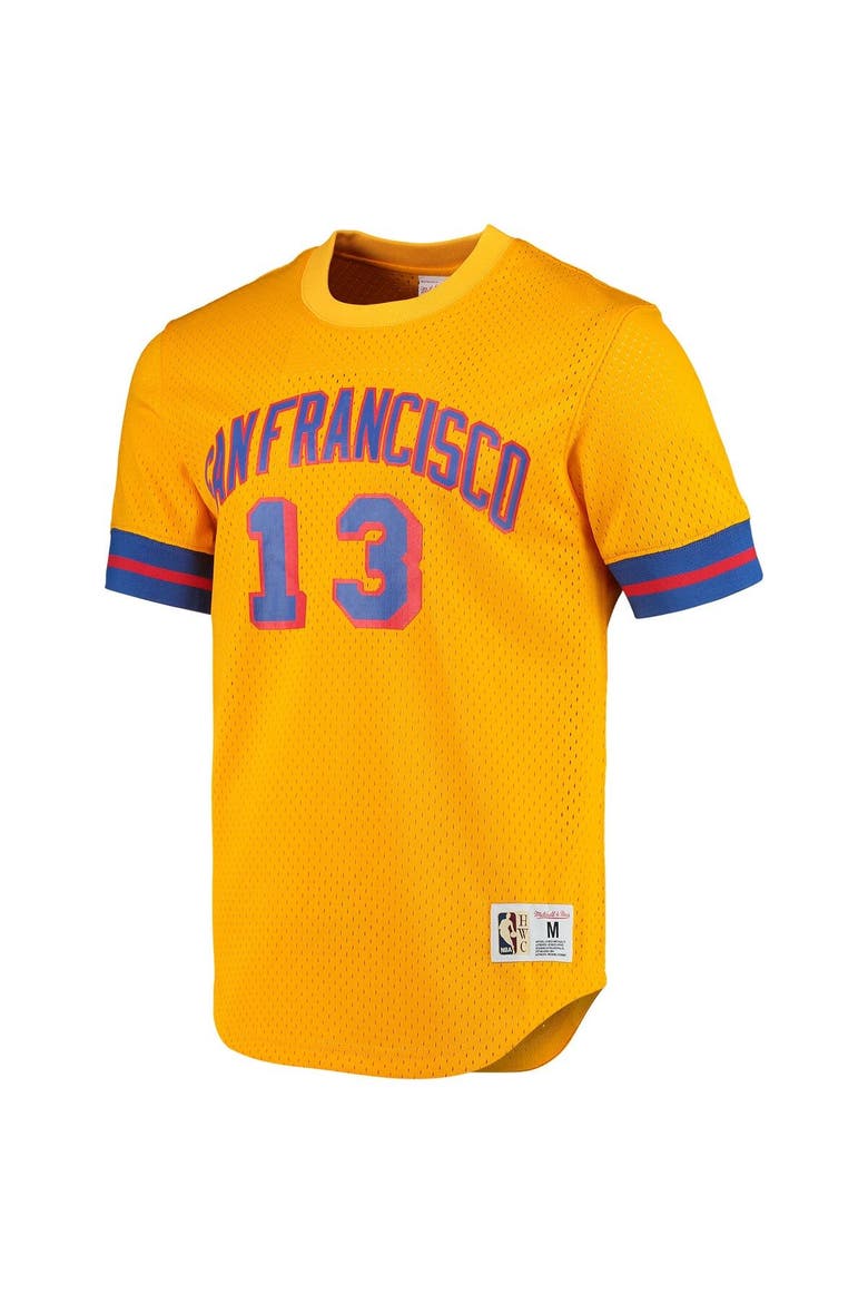 Men's Mitchell & Ness Wilt Chamberlain Gold San Francisco Warriors 1962 Mesh Name & Number T-Shirt, Alternate, color, Gold