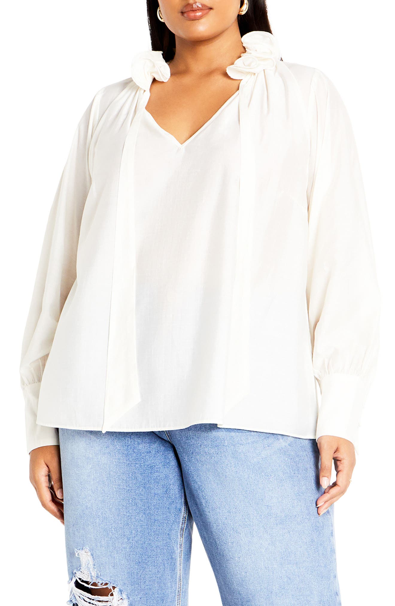 City Chic Antoinette Tie Neck Top