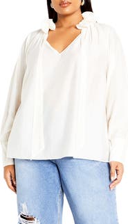 City Chic Antoinette Tie Neck Top