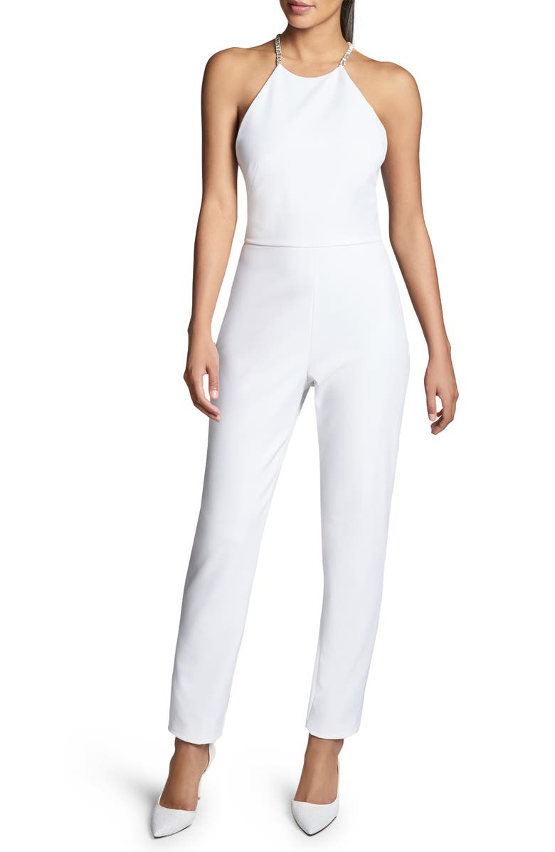 Sachin & Babi Alexa Crystal Detail Halter Neck Jumpsuit, Main, color, 