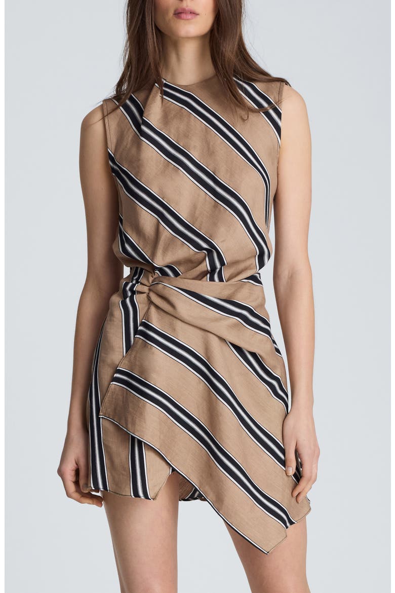 Stripe Asymmetric Hem Minidress, Main, color, BISCOTTI MULTI