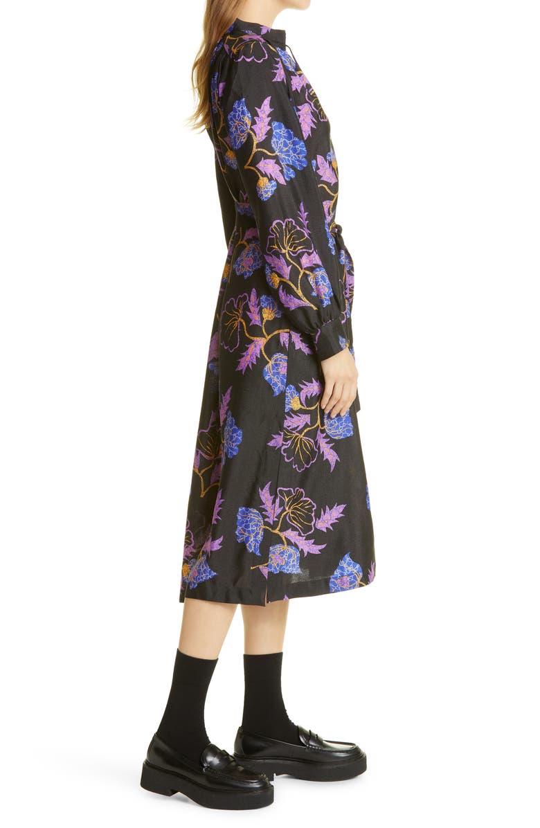 Baum und Pferdgarten Aradin Floral Print Long Sleeve Midi Dress, Alternate, color, 
