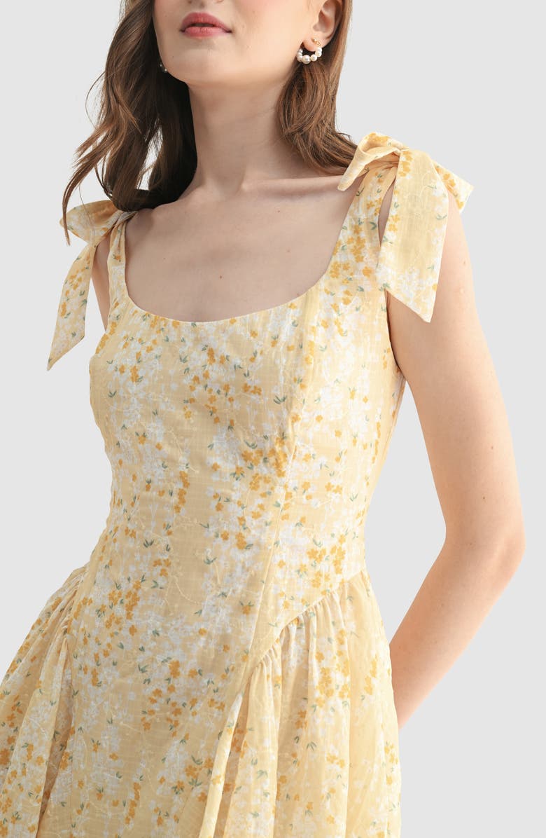 All in Favor Floral Tie Strap Minidress, Alternate, color, Yellow Floral
