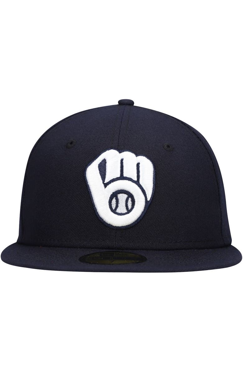 New Era Men's New Era Navy Milwaukee Brewers White Logo 59FIFTY Fitted Hat, Alternate, color, Navy