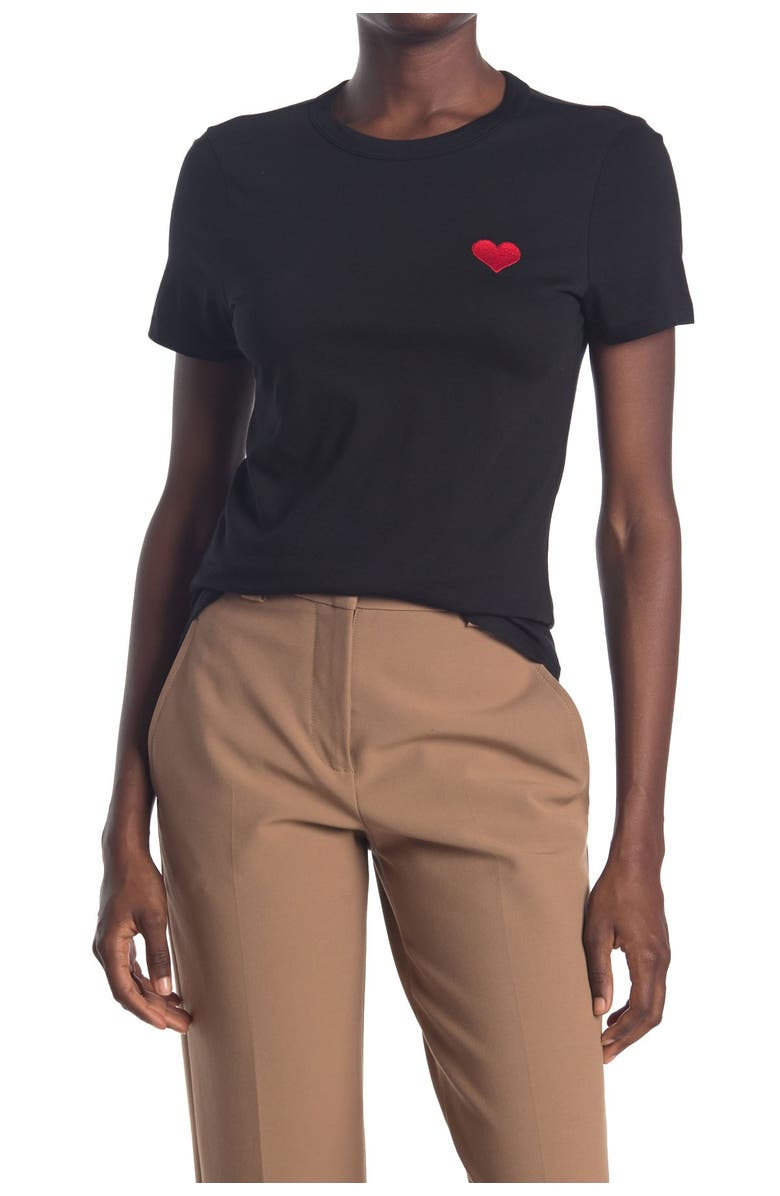 Catherine Catherine Malandrino Embroidered Heart Crew Neck T-Shirt, Alternate, color,