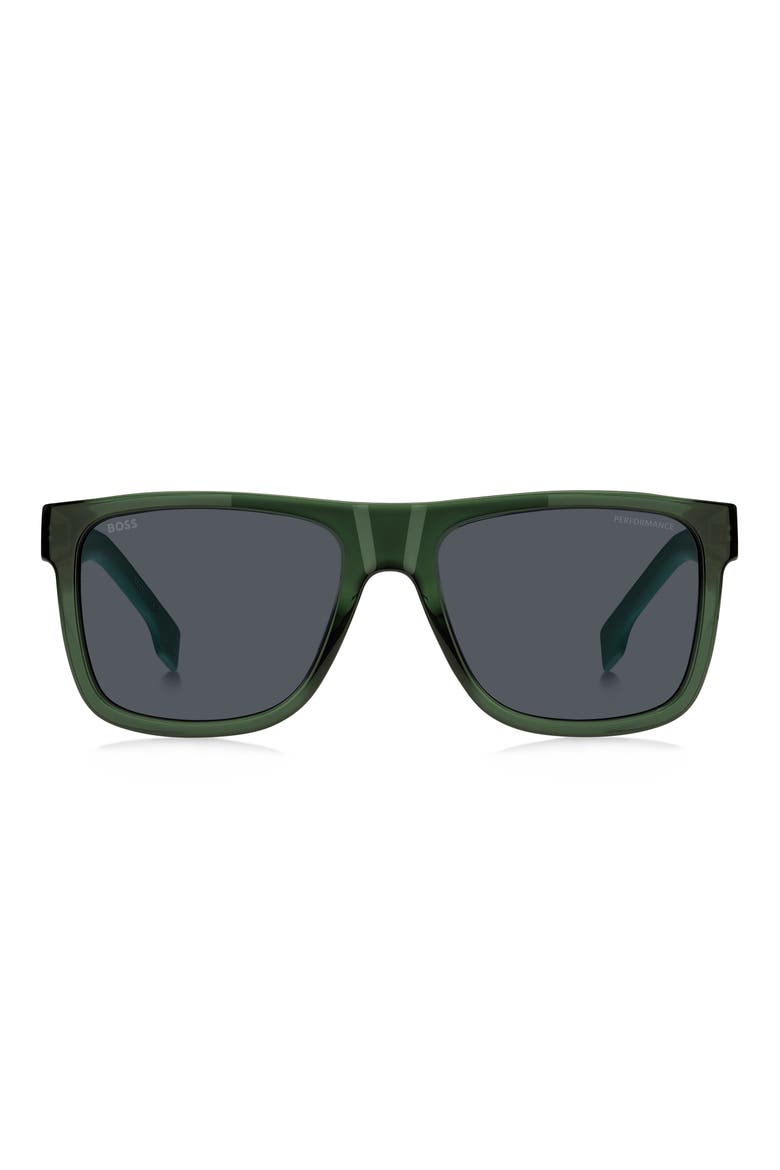 55mm Rectangular Sunglasses, Main, color, GREEN