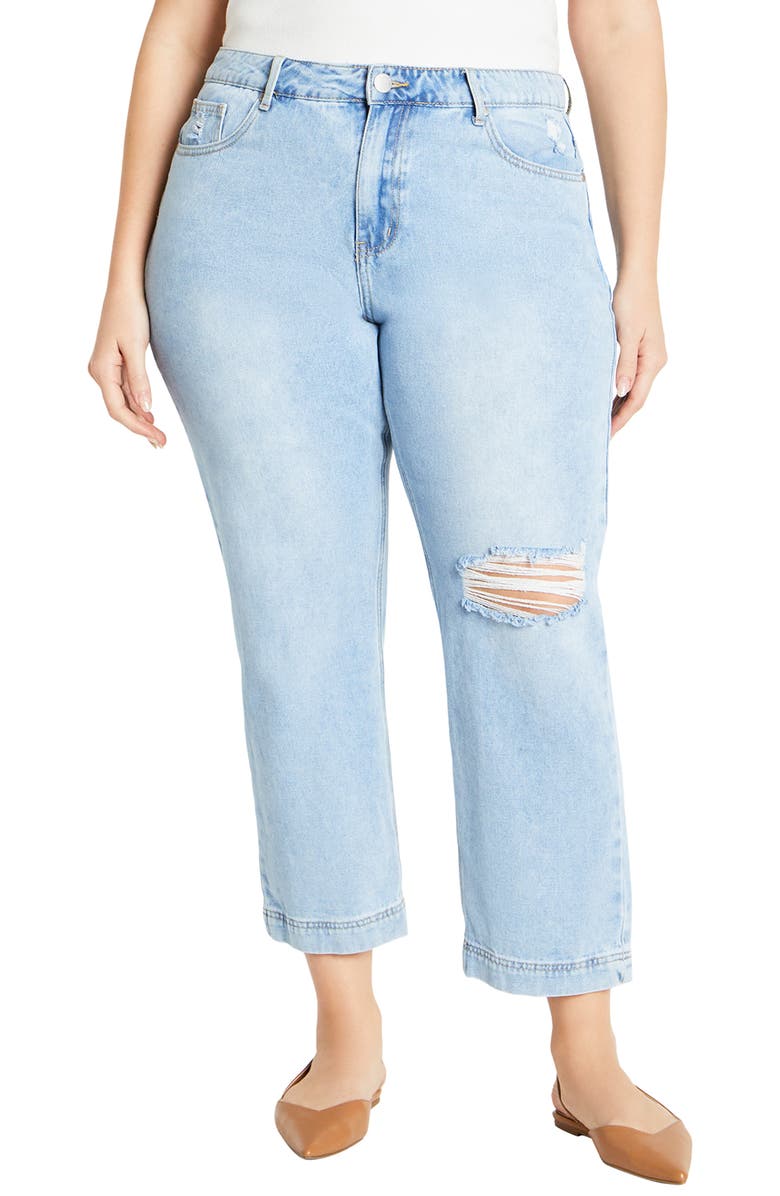 City Chic Kenia Straight Jeans, Main, color, Denim Light