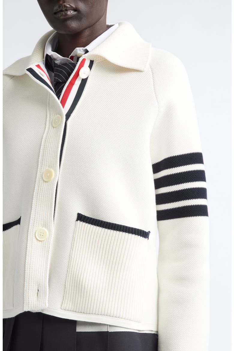 Double Face Pique Stitch Cardigan, Alternate, color, WHITE