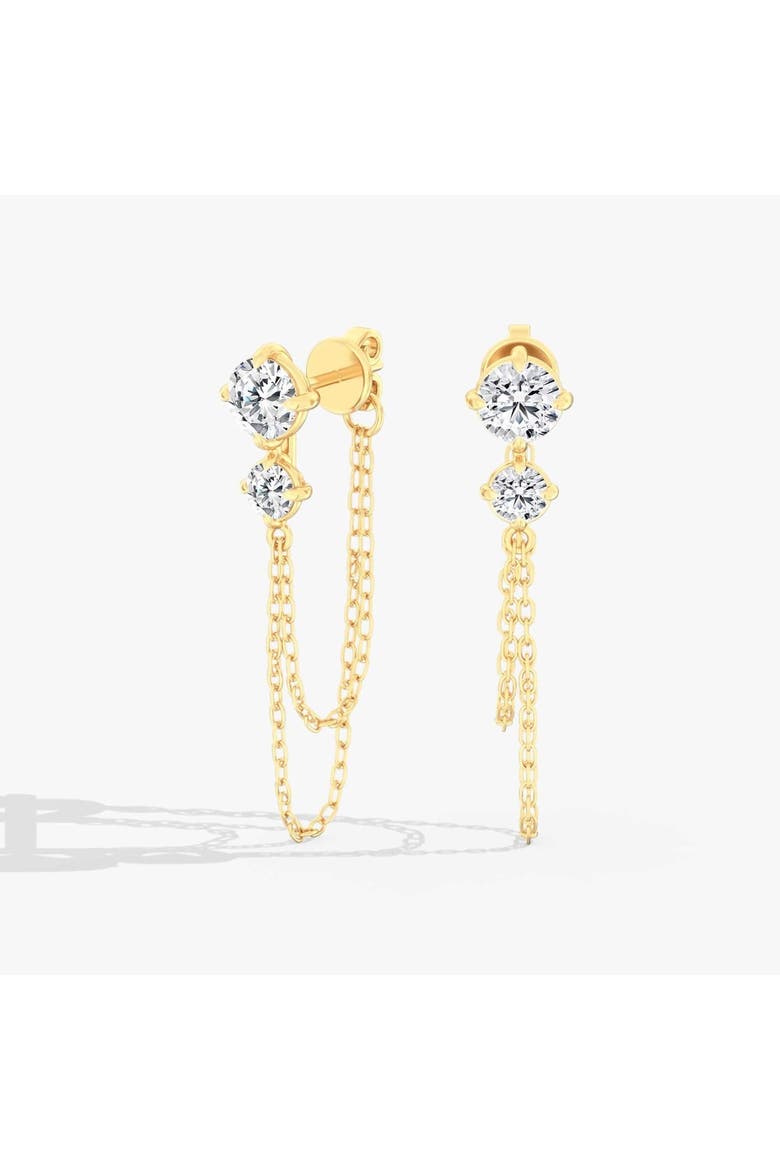Starlight Two Stone Lab Diamond Chain Earrings in 14K Gold, Main, color, 2.00 CTW