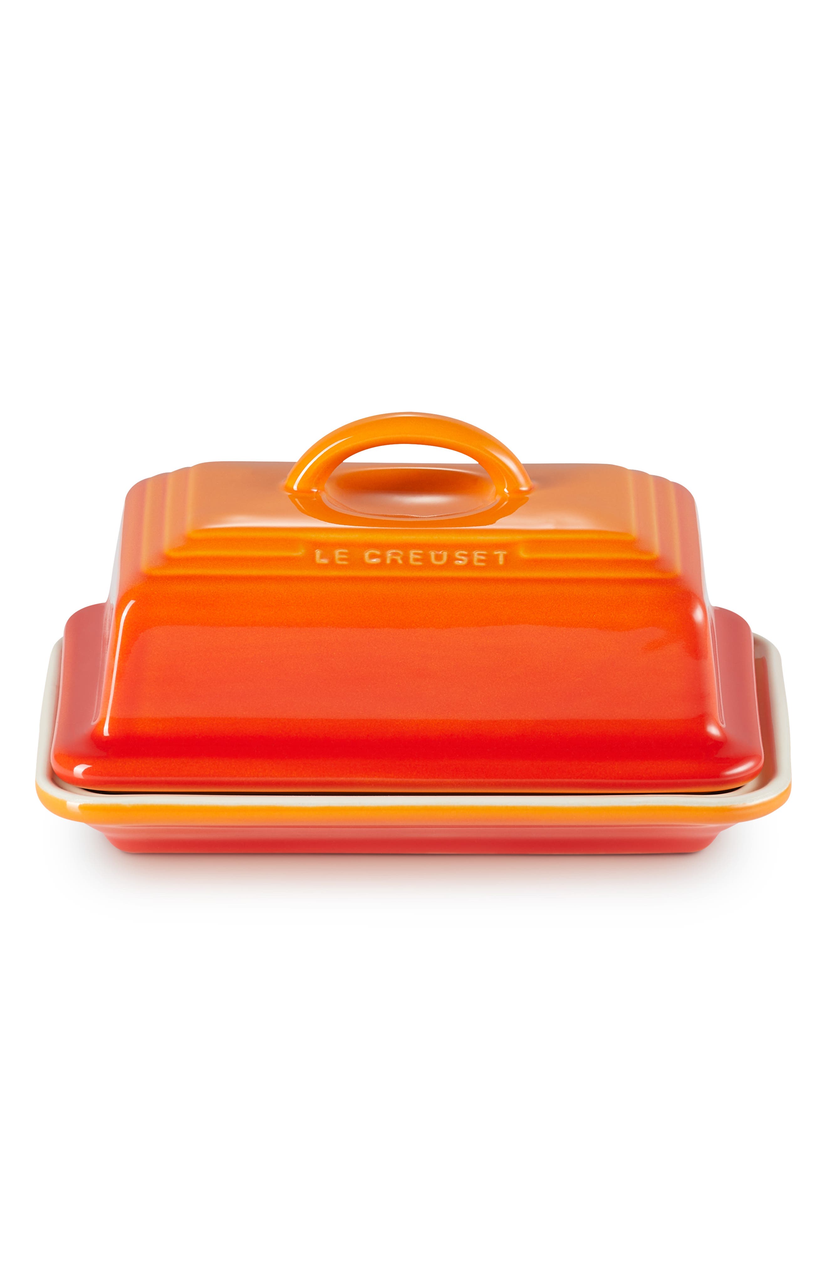 le creuset butter dish red