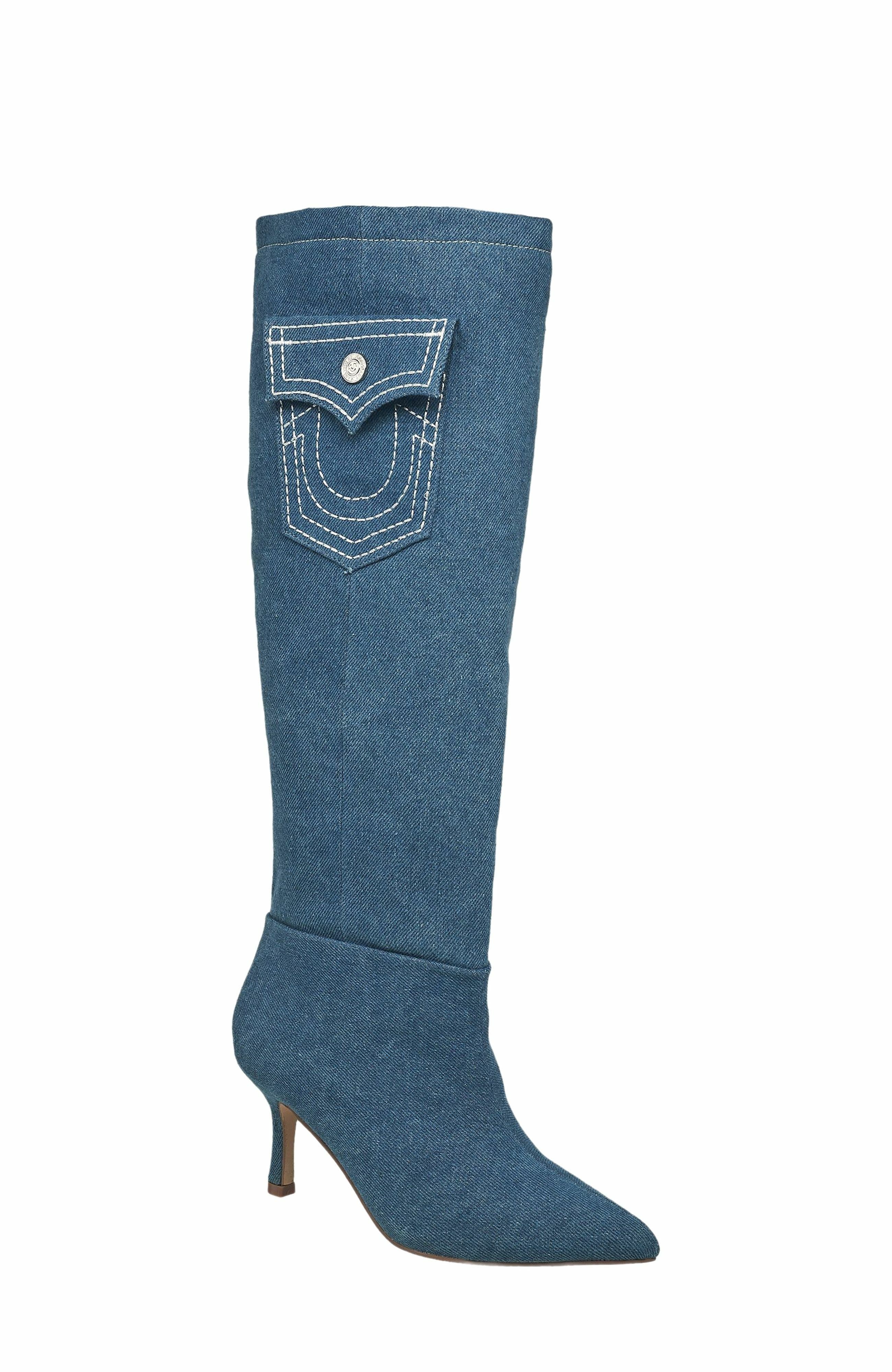 True Religion Tall Denim Boot, Main, color, Light Denim