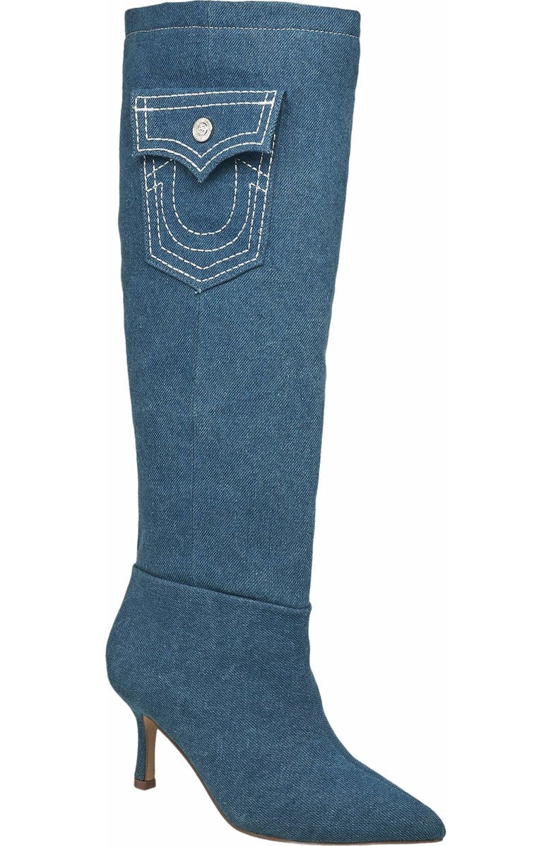 True Religion Tall Denim Boot, Main, color, Light Denim