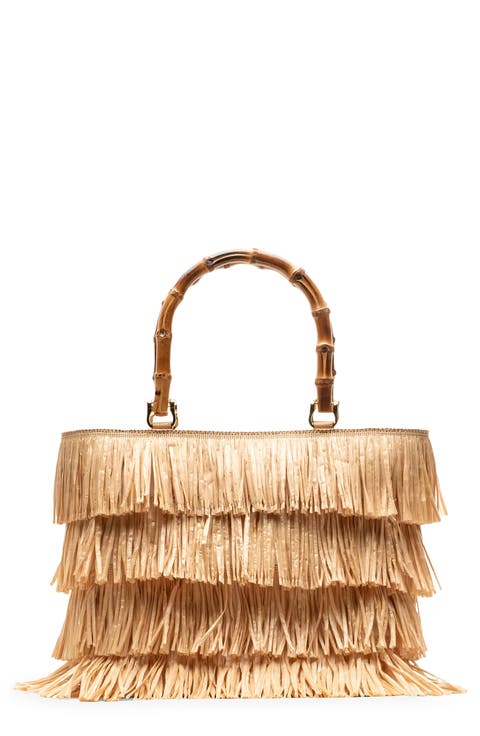 Hula Tiered Raffia Fringe Tote