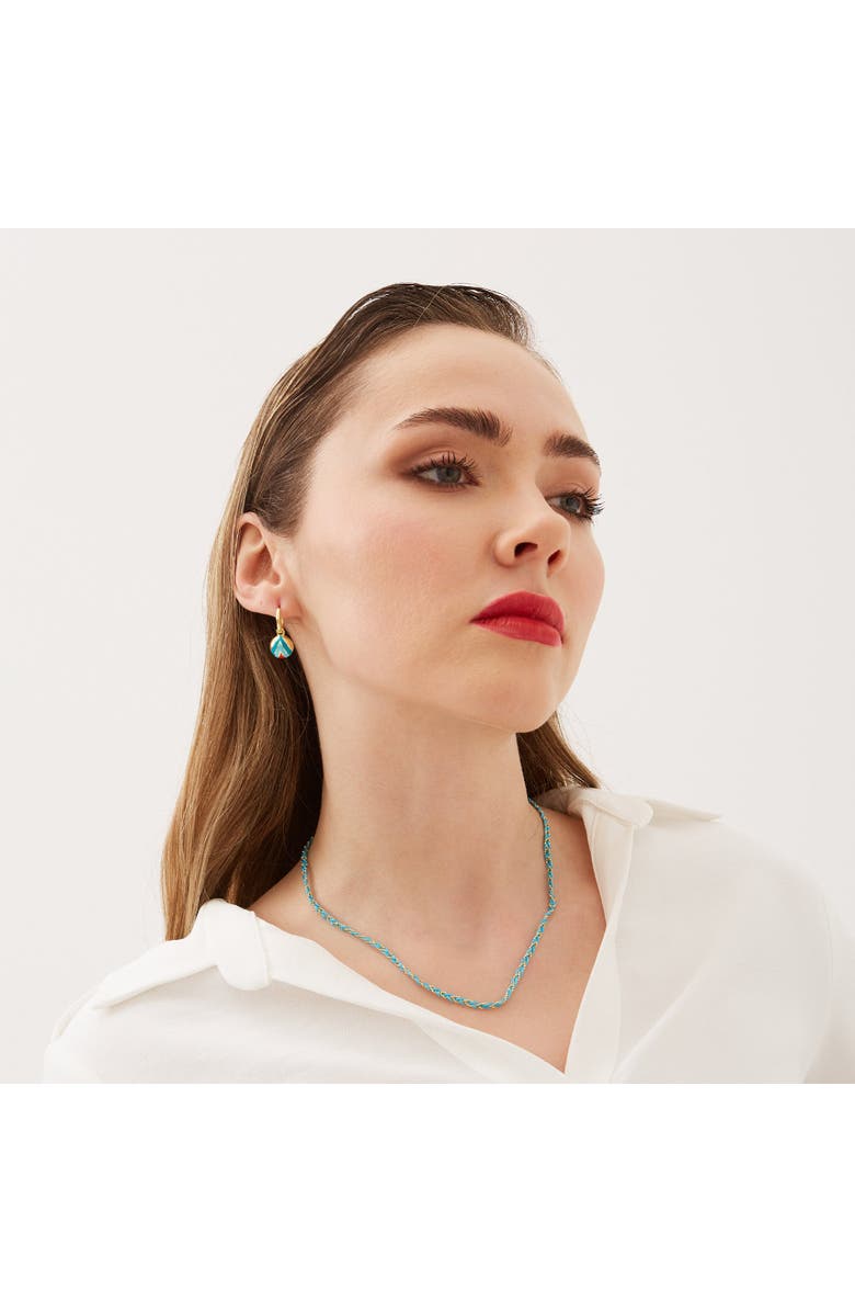 Spero London Enamel Blue Five Color Sterling Silver Earrings, Alternate, color, Gold