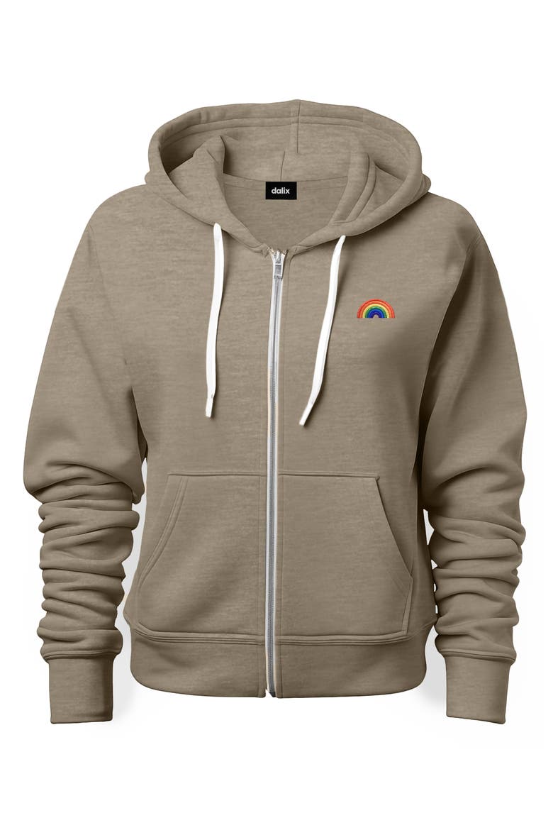 Rainbow Zip Hoodie, Main, color, Heather Stone