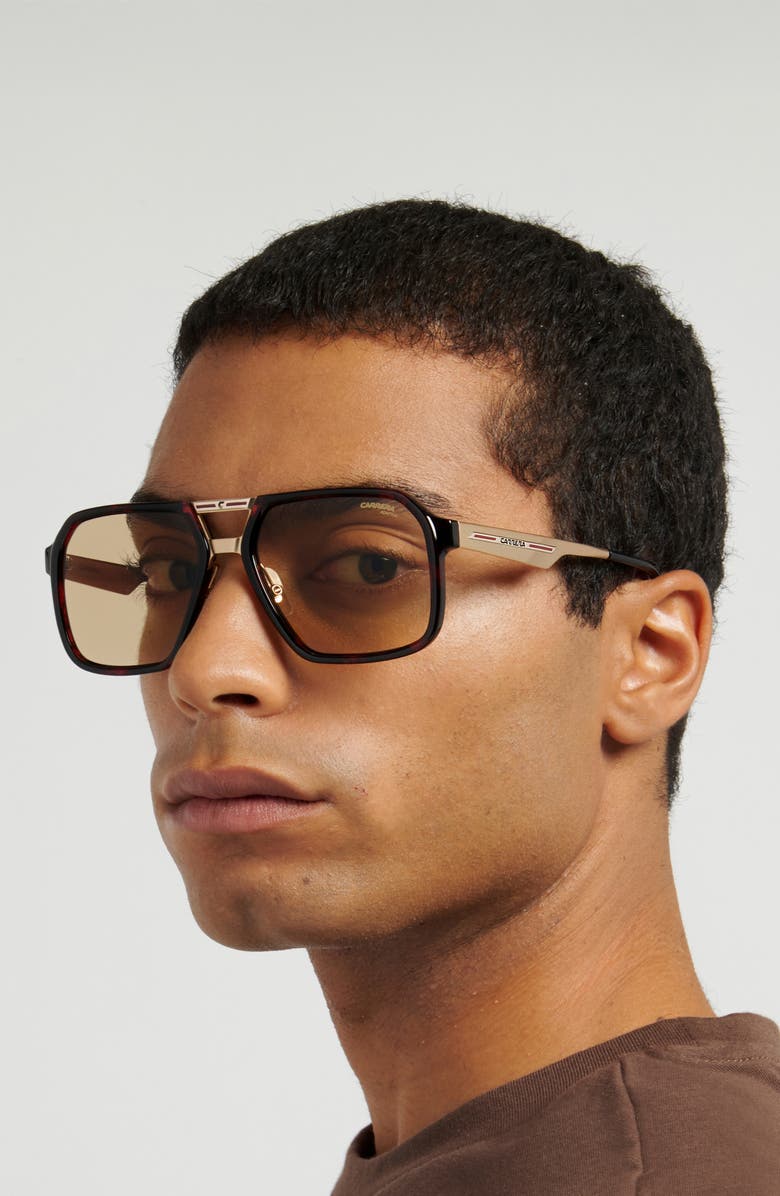 Carrera Eyewear Victory 59mm Photochromic Square Sunglasses, Alternate, color, Red Havana/ Brw Ft Ar